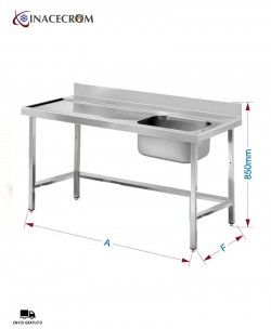 Fregadero Industrial Arriostrado 1200x600x850mm Inacecrom
