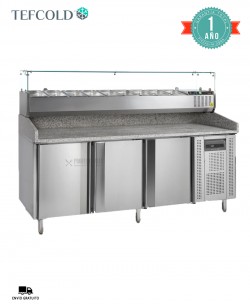 Mesa de Pizza con Vitrina de Ingredientes PT1300 + GVC38-200 Tefcold