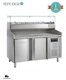 Mesa de Pizza con Vitrina de Ingredientes PT1200 + GVC38-150 Tefcold