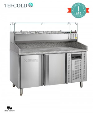 Mesa de Pizza con Vitrina de Ingredientes PT1200 + GVC38-150 Tefcold