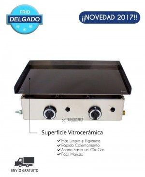Plancha Vitrocerámica Gas 60x40 Frío Delgado Uso Profesional