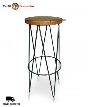 Taburete de Acero y Asiento Madera Riga Perfil Peninsular