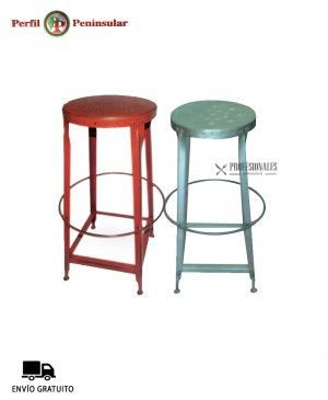 Taburete Metal Alto Vintage Perfil Peninsular